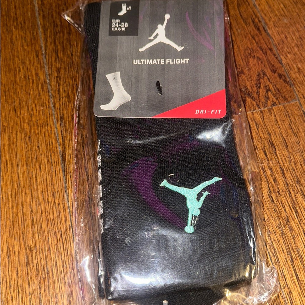 Jordan Legacy Crew Basketball Sock Black Teal Jordan - NEW - Men’s LARGE